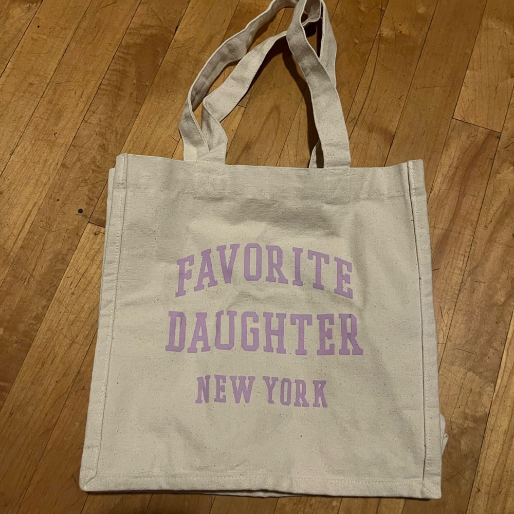 Favorite Daughter Cream and Purple Tote Bag BNWOT